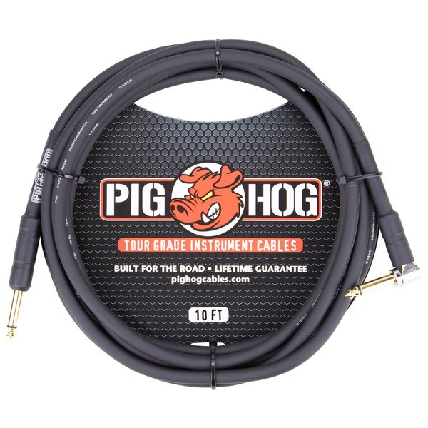 Main product image for Pig Hog PH10R 10 ft. Tour Grade Instrument Cable Right Angle256-010